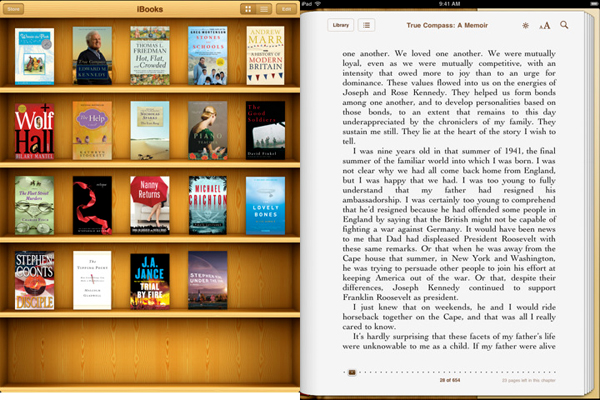 The iBooks app in the Apple iPad